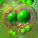 chlorine gas molecules on a texturedgreen background